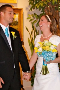 Happy bride and groom at Ivy House Weddings at Western Gardens Downtown