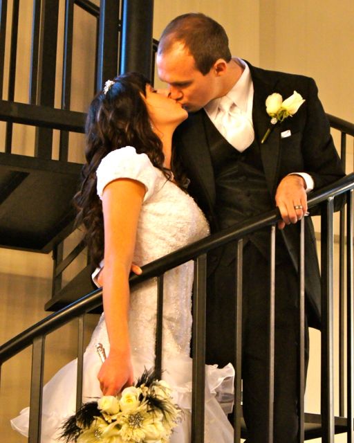 Wedding places in Utah include the romantic Ivy House Weddings where the newlyweds can kiss on the spiral staircase.