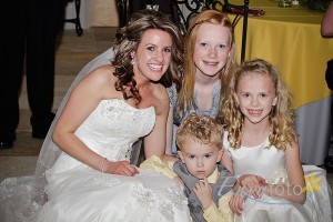 Bride with children
